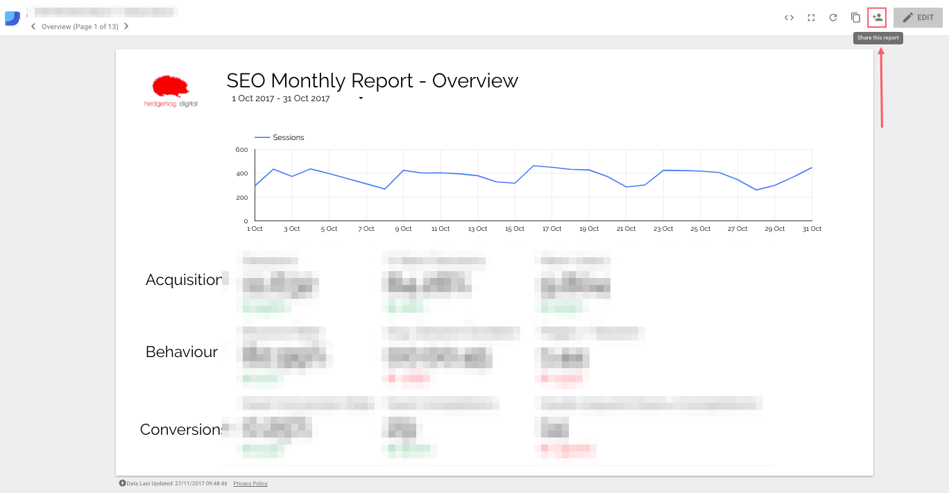 Share report by clicking the person icon