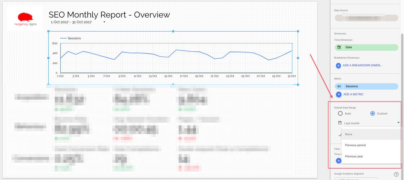 Google Data Studio Custom Date Range